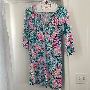 Lilly Pulitzer Pima Cotton Floral Tropical Print Dress Size Small